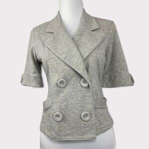 Fluxus Women's Gray Short Sleeve Double Breasted Jersey Casual Jacket M/C34